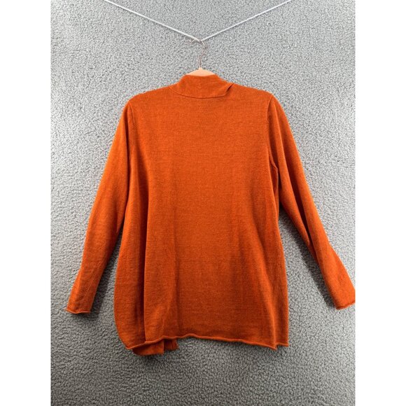 Eileen Fisher Womens Open Front Orange Linen Cardigan Sweater Size Medium - Picture 2 of 9